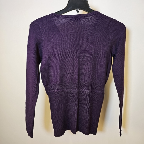 👍 Mexx purple super soft stretch long sleeve v-neck knit sweater top size M US - Picture 3 of 9